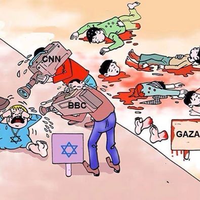 کاریکاتور جالب از پوشش خبری حملات اسرائیل به فلسطین