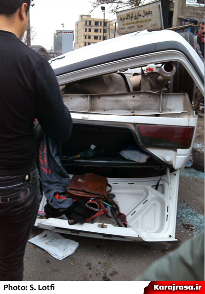 واژگونی یک دستگاه خودروی پرشیا در فردیس + عکس