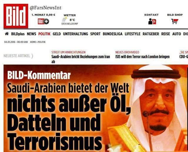 بیلد: عربستان سعودی غیر از نفت ، خرما و تروریست چیزی برای عرضه ندارد!