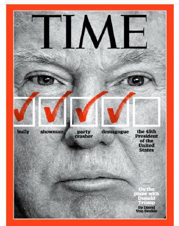 صفحه جلد مجله تایم: دونالد ترامپ