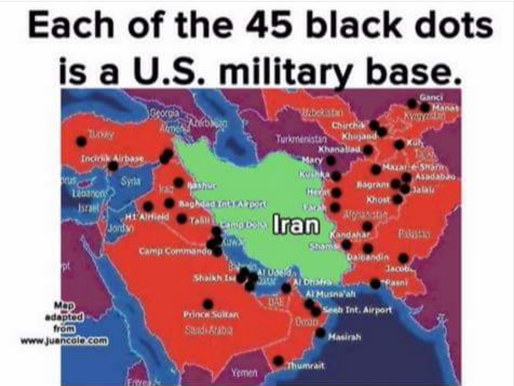 تعداد پایگاه های نظامی آمریکا به دور ایران + تصویر