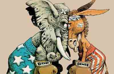 درگیری الاغ ها و فیل ها بر سر جمعبندی وین بالا گرفت/ کاریکاتور جنجالی بر ضد رسانه های جمهوری خواه امریکا + عکس