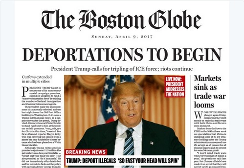تصویر صفحه اول « بوستون گلوب » از ترامپ: بازگشت به آغاز