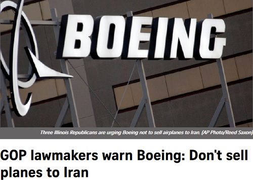 نامه سه قانونگذار آمریکایی به شرکت بوئینگ: به ایران هواپیما نفروشید!
