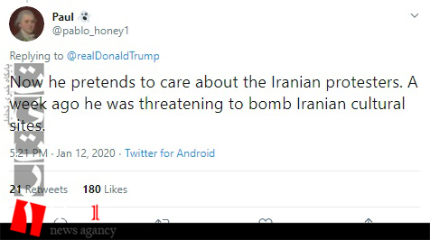تو نبودی که هفته گذشته تمام کشور ایران را تهدید کردی؟/ به خاطر برنده شدن در انتخابات و بیرون ماندن از زندان، ایرانیان بی گناه را نکُش