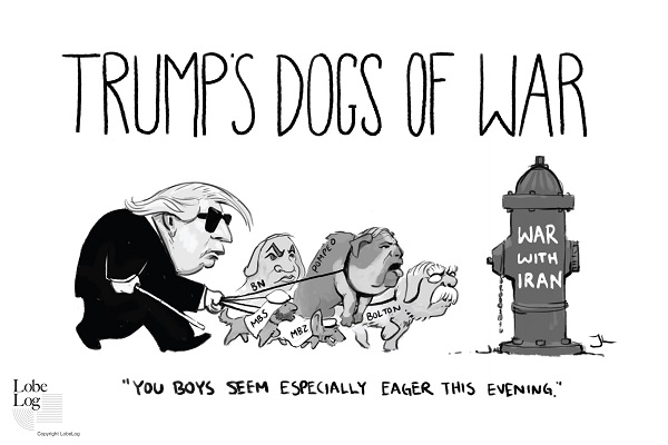 سگ های جنگی ترامپ/ کاریکاتور مفهومی که در رسانه ها حذف شد//////////تولیدی