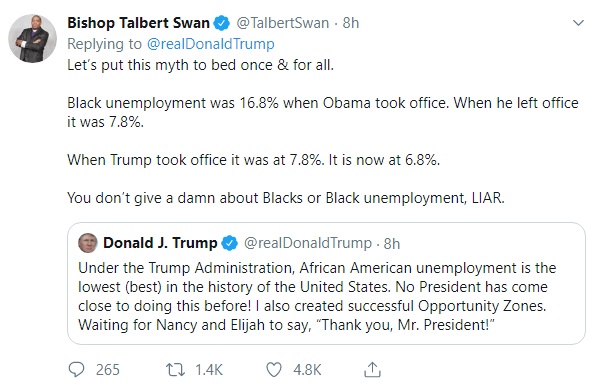واکنش آمریکایی ها به توئیت ترامپ در مورد نرخ بیکاری سیاه پوستان!