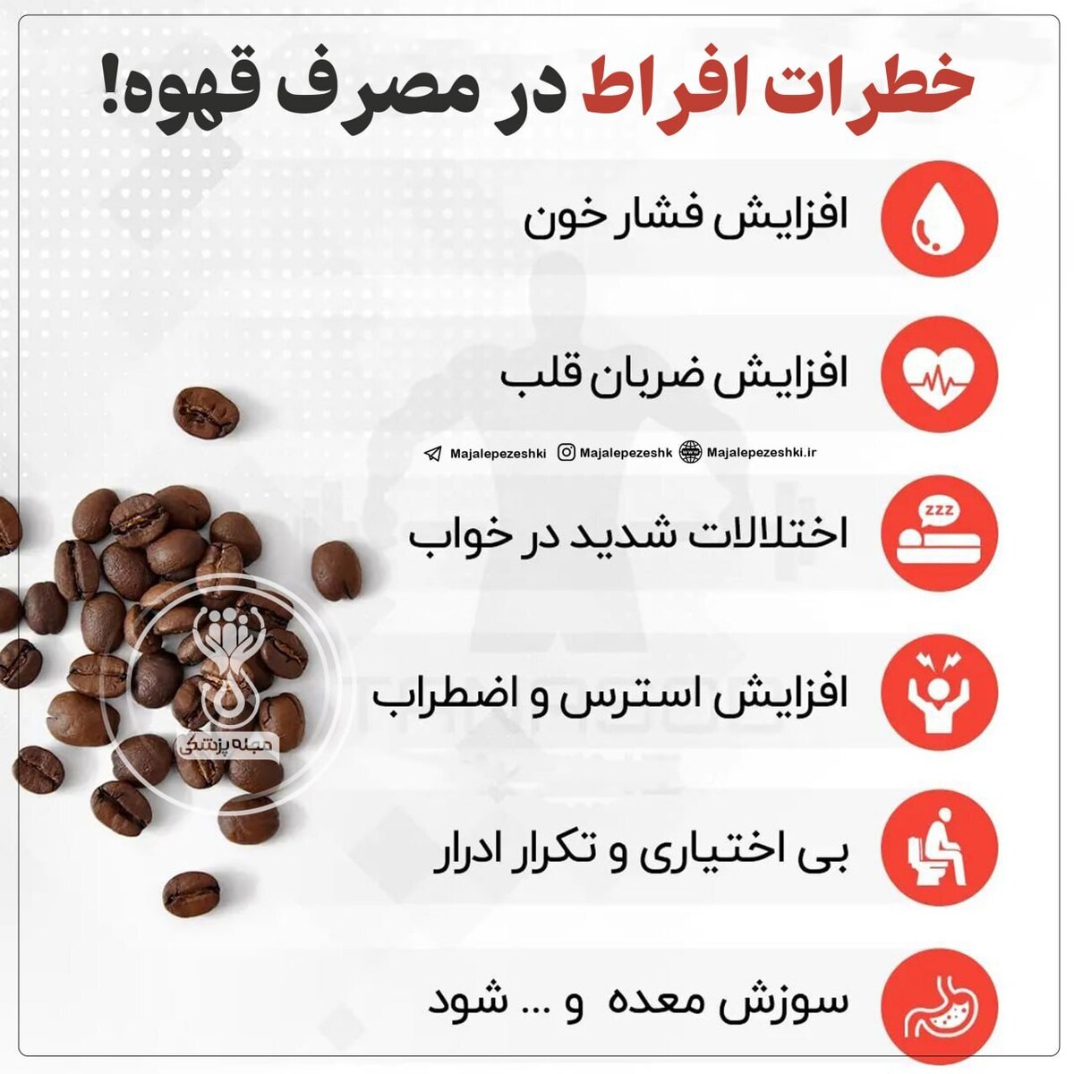 اینفوگرافیک/ خطرات افراط در مصرف قهوه