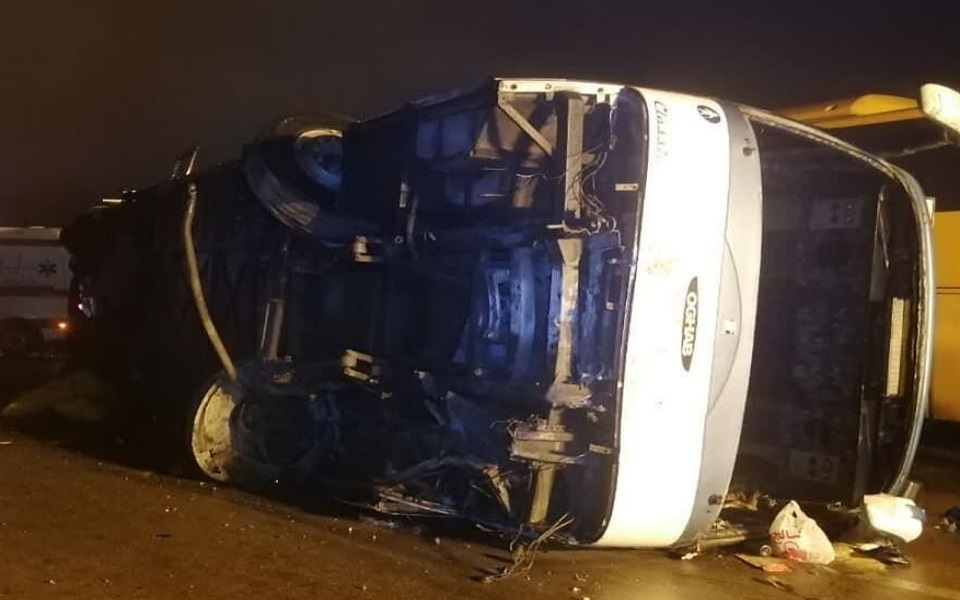 واژگونی اتوبوس در استان البرز