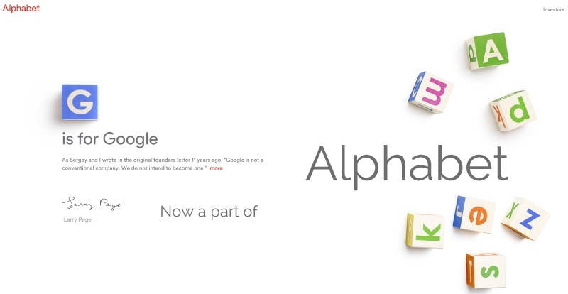 تغییر نام گوگل به آلفابت