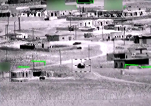 حمله هوایی بالگرد روسی به مواضع داعش/ فیلم